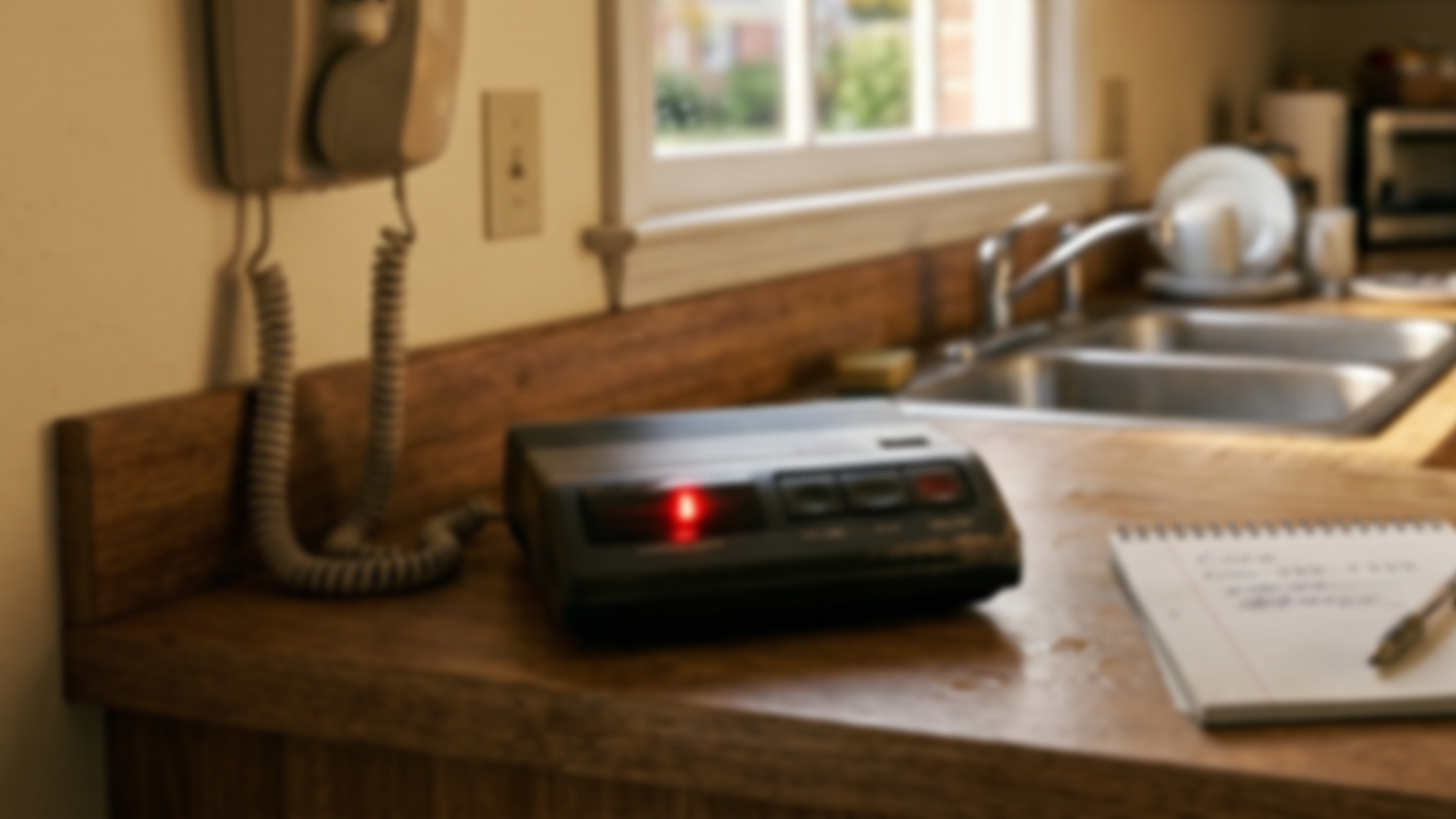 Home answering machine with a blinking red light — retro answering machine memories — The Rad Rewind