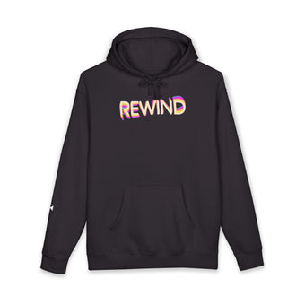 Retro rewind hoodie – heavyweight black vintage graphic sweatshirt