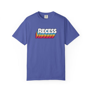 Recess retro playground graphic tee on model — The Rad Rewind