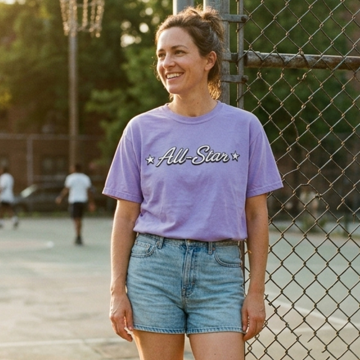 All-Star graphic tee violet colorway lifestyle flat — The Rad Rewind