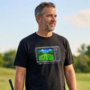 Fairway tee retro pixel golf CRT lifestyle graphic flat — The Rad Rewind
