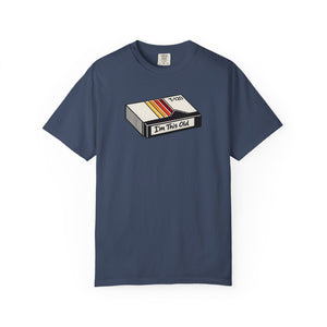 The Rad Rewind I'm This Old Graphic Tee — VHS nostalgia cassette graphic, lifestyle flat lay