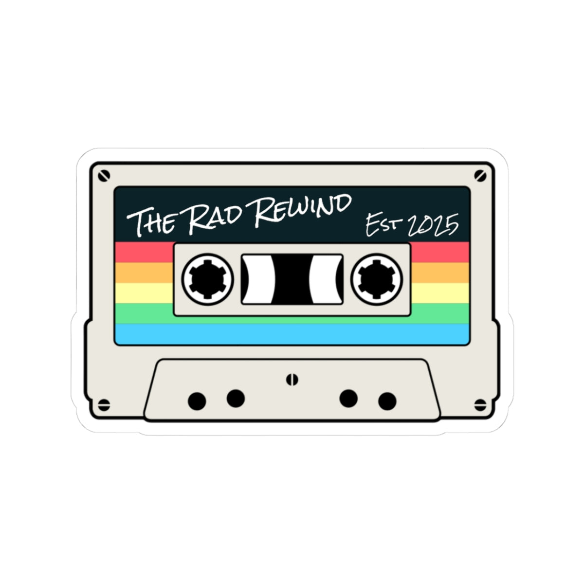 The Rad Rewind Retro Cassette Mixtape Vinyl Sticker