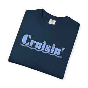 Cruisin tee lifestyle model — retro cruise ship nostalgia apparel for adults who love analog vacation memories — The Rad Rewind