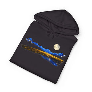 Retro broadcast graphic hoodie female model — The Rad Rewind