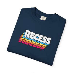 Recess tee female model lifestyle shot — The Rad Rewind
