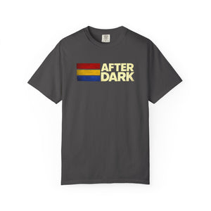 After Dark static graphic tee front view on model — The Rad Rewind
