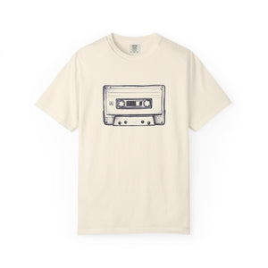 Mixed tape retro cassette graphic tee on model — The Rad Rewind
