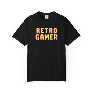 Retro Gamer Pixel Arcade Graphic Tee flat lay black colorway — The Rad Rewind