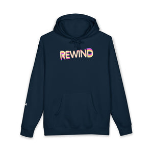 Retro rewind hoodie front view – Navy - heavyweight fleece sweatshirt
