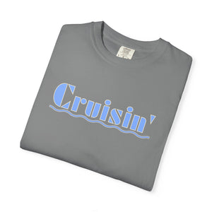 Cruisin tee female model lifestyle — retro vacation nostalgia Comfort Colors graphic tee — The Rad Rewind