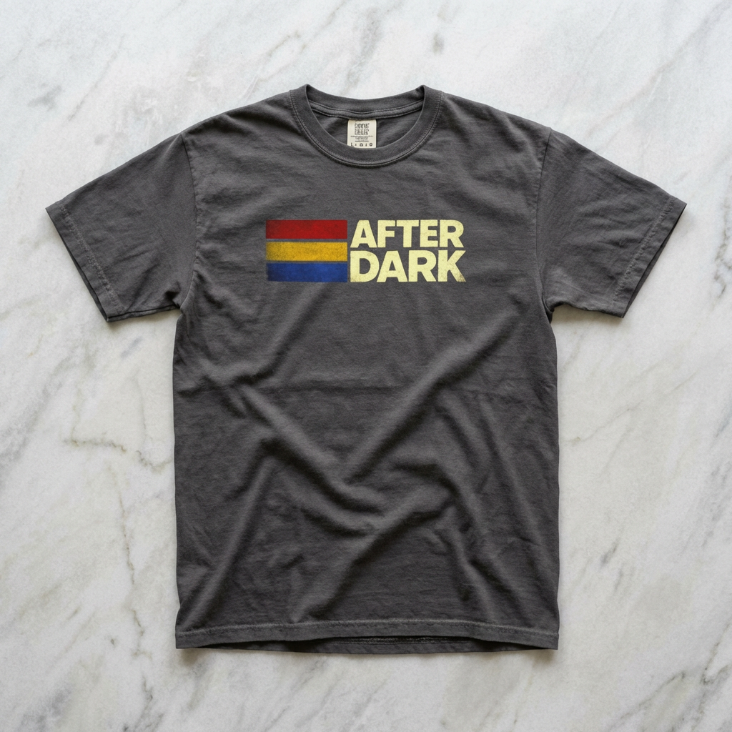 After Dark tee alternate colorway custom mockup — The Rad Rewind