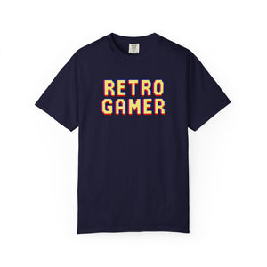 Retro Gamer Pixel Arcade Graphic Tee front view on model — The Rad Rewind