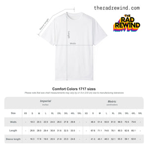 Comfort Colors 1717 size chart — Bench Warmer Graphic Tee sizing reference — The Rad Rewind